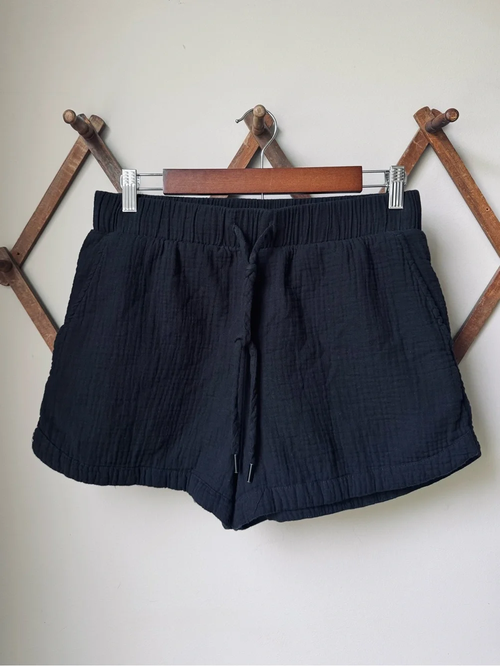 Calia Black 100% Cotton Gauze Drawstring Shorts Size Medium